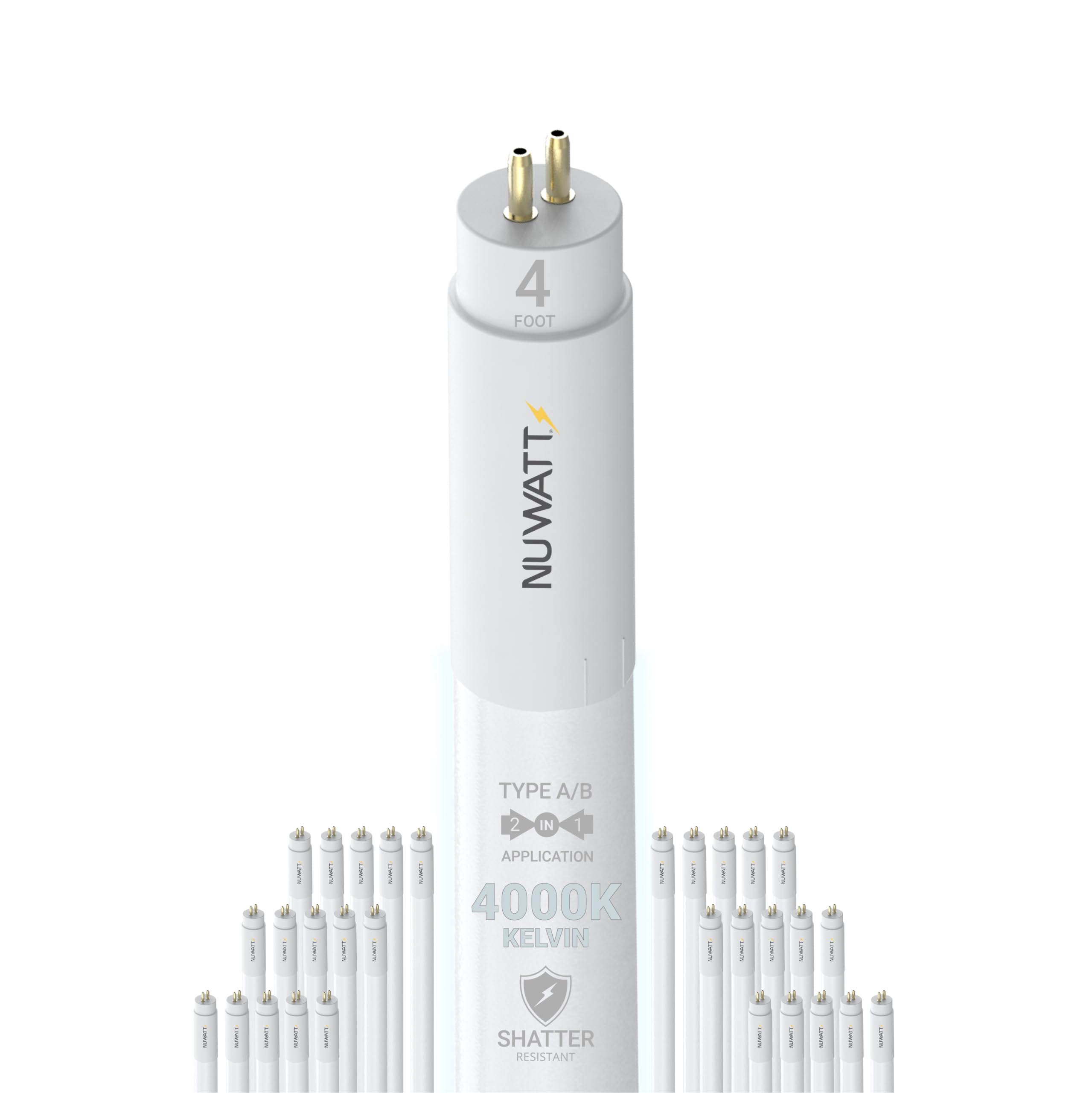 【年末値下げ】ポポ　T5紫外線ユニットセット24w+フルスペクトLED12w NUWATT 30 Pack, 4FT T5 LED Tube Lights, Hybrid Type A+B LED Bulbs